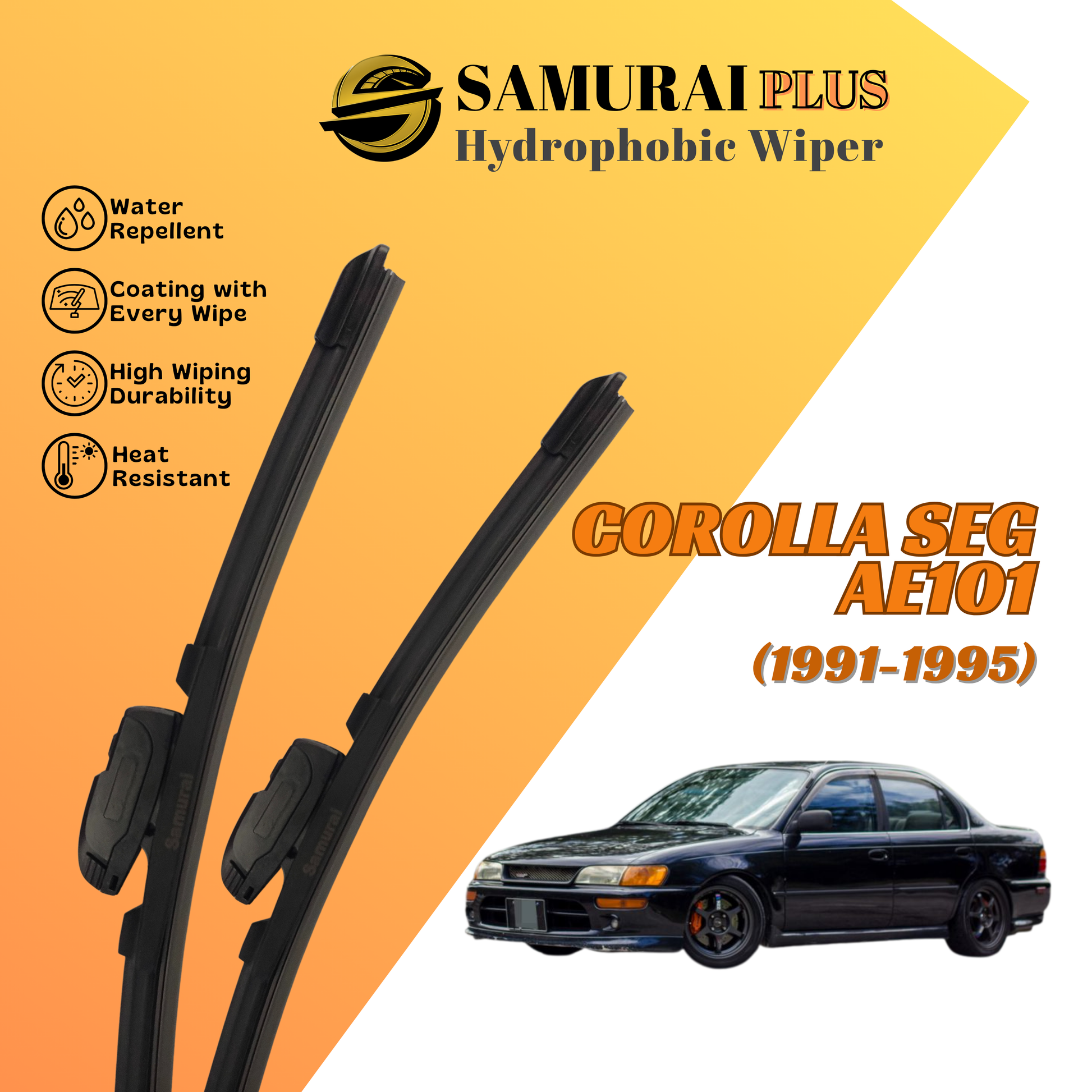 **[Toyota Corolla SEG AE101] SAMURAI PLUS Hydrophobic Silicone Wiper