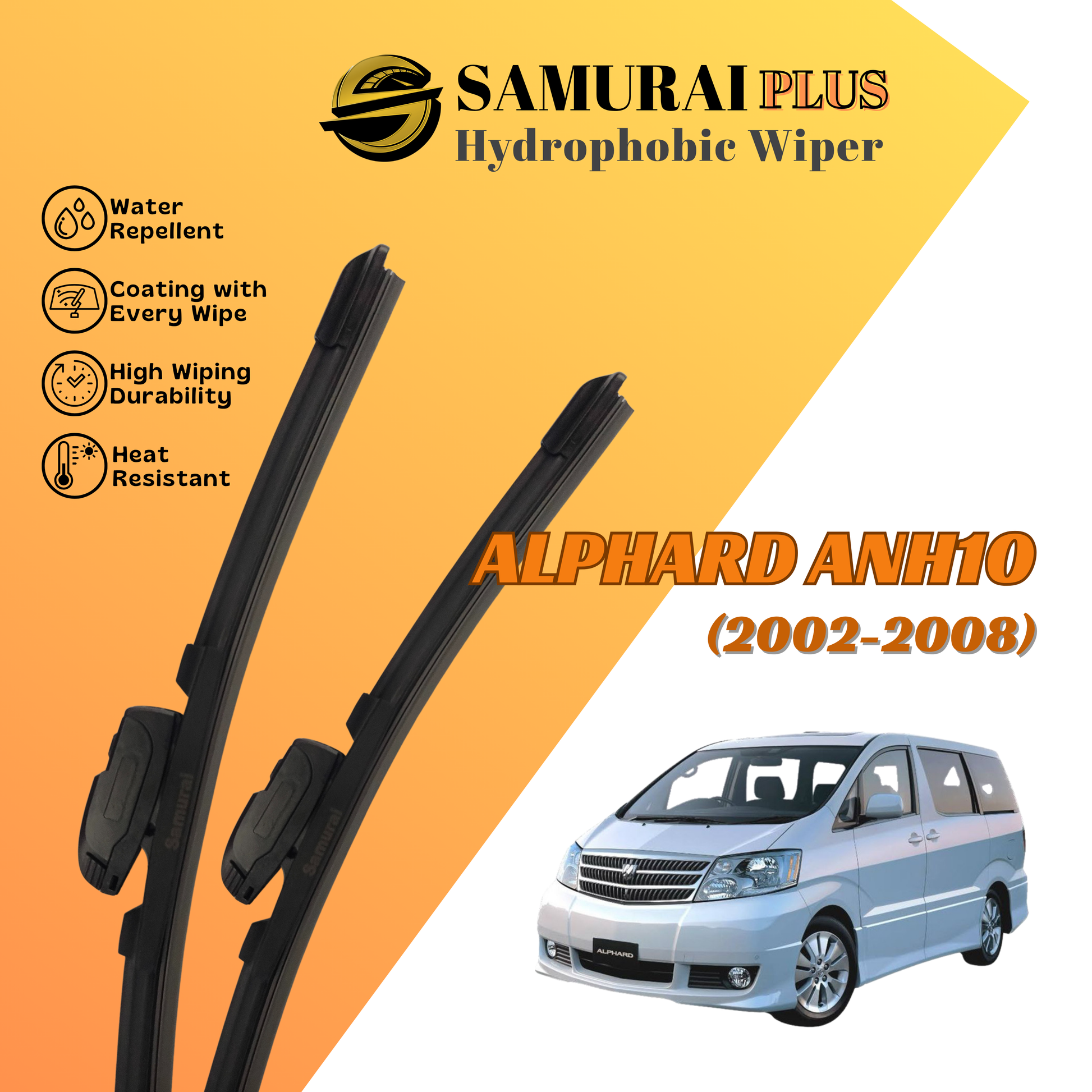 **[Toyota Alphard ANH10] SAMURAI PLUS Hydrophobic Silicone Wiper