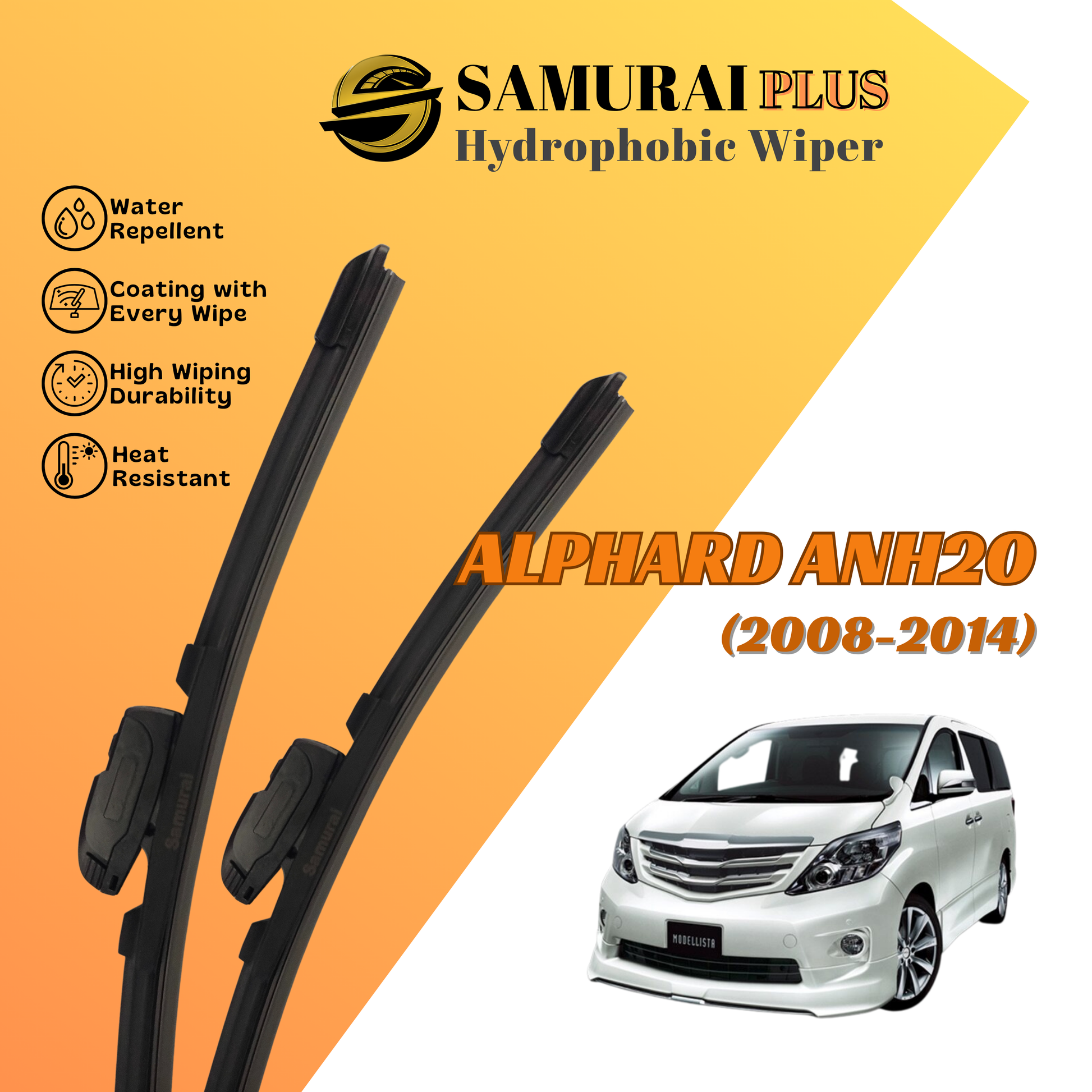 **[Toyota Alphard ANH20] SAMURAI PLUS Hydrophobic Silicone Wiper
