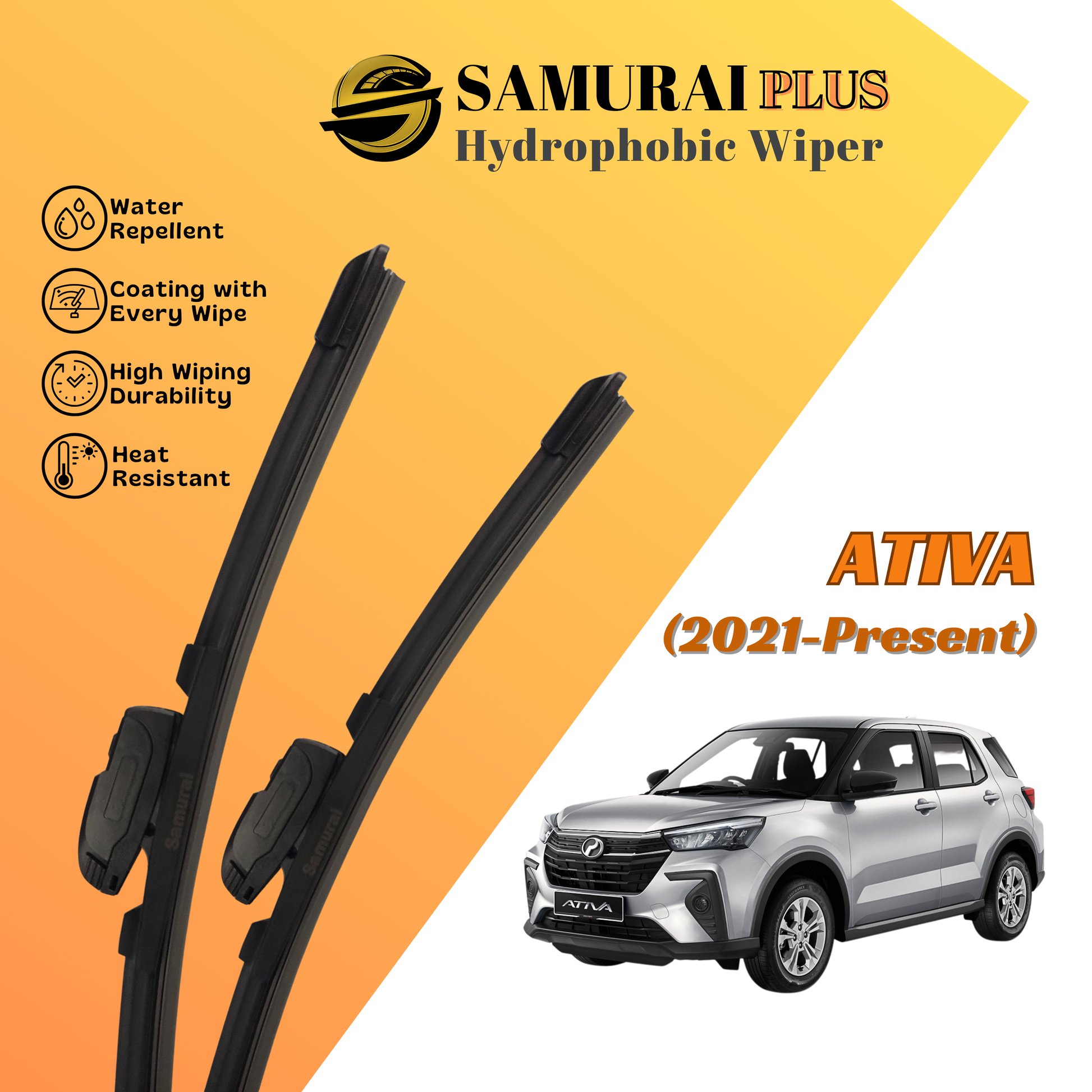 **[Perodua Ativa] SAMURAI PLUS Hydrophobic Silicone Wiper