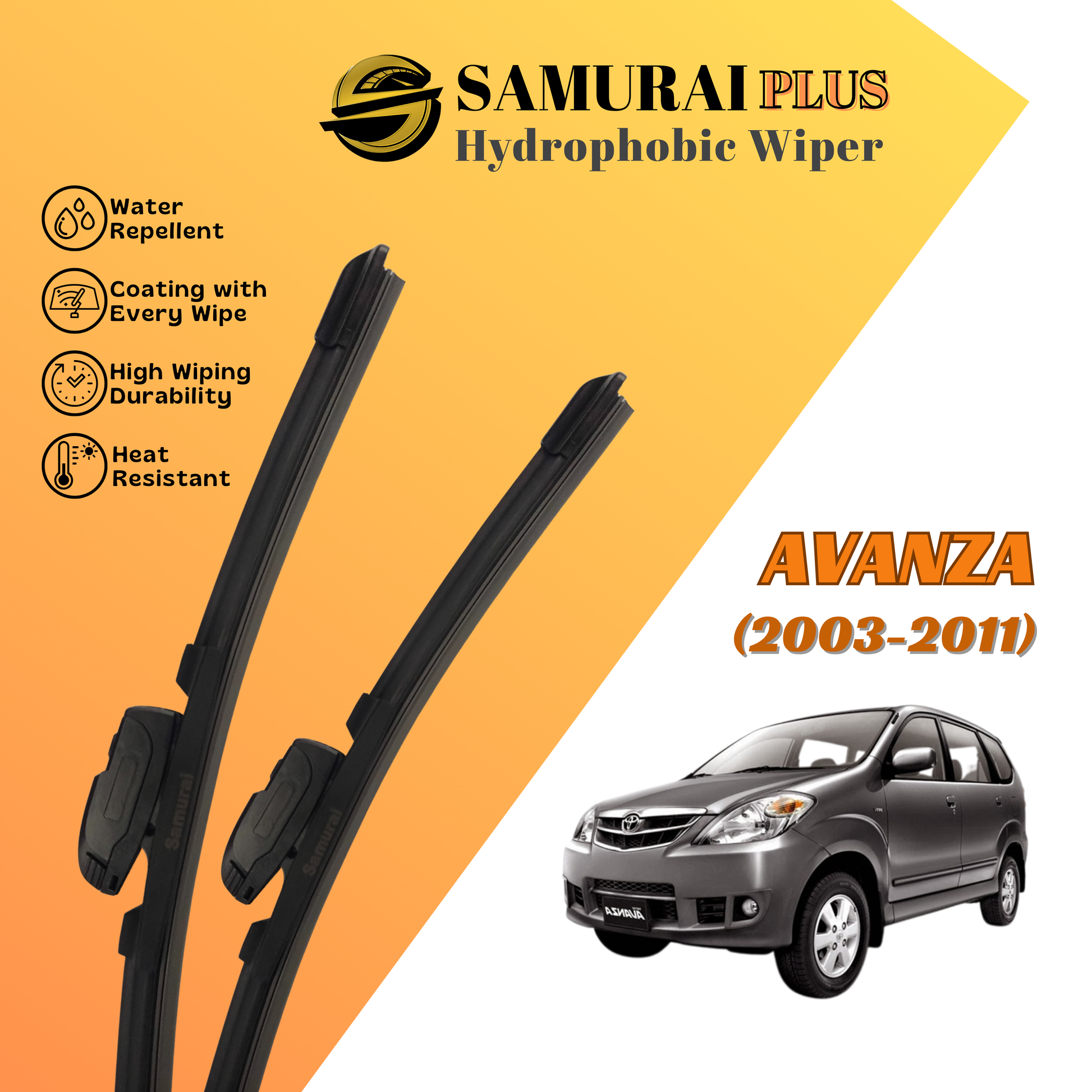 **[Toyota Avanza 2003-2011] SAMURAI PLUS Hydrophobic Silicone Wiper