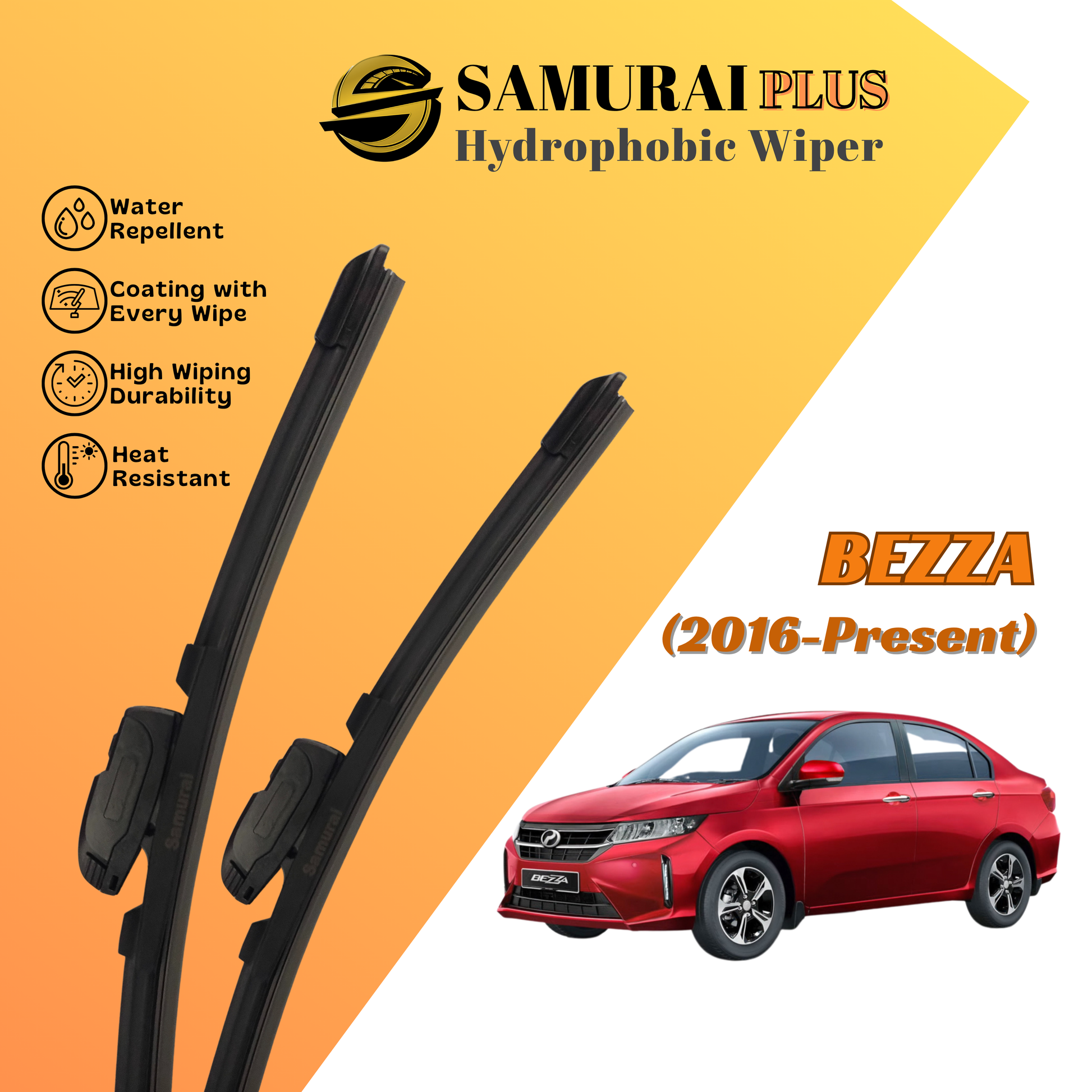 **[Perodua Bezza] SAMURAI PLUS Hydrophobic Silicone Wiper