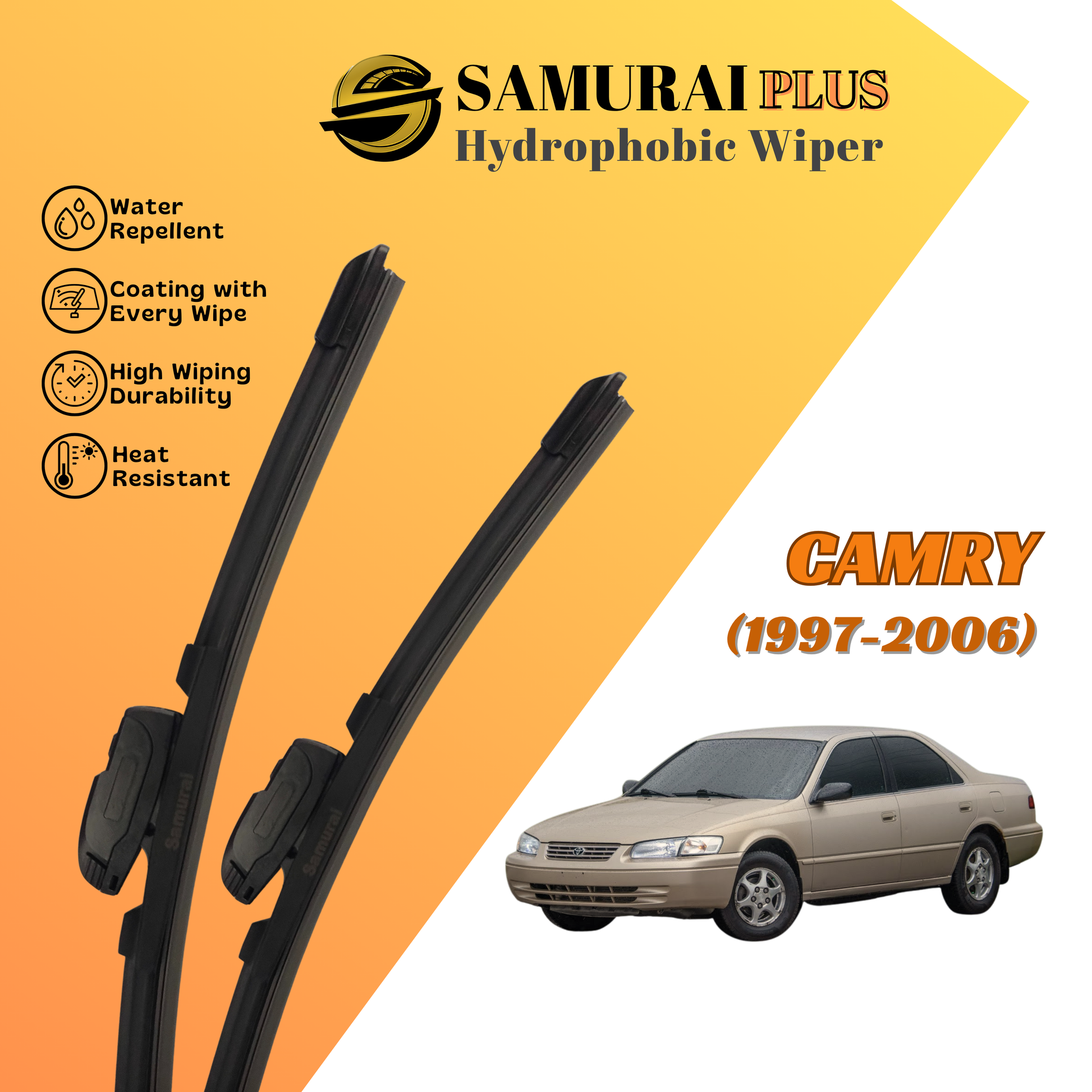 **[Toyota Camry 1997-2006] SAMURAI PLUS Hydrophobic Silicone Wiper