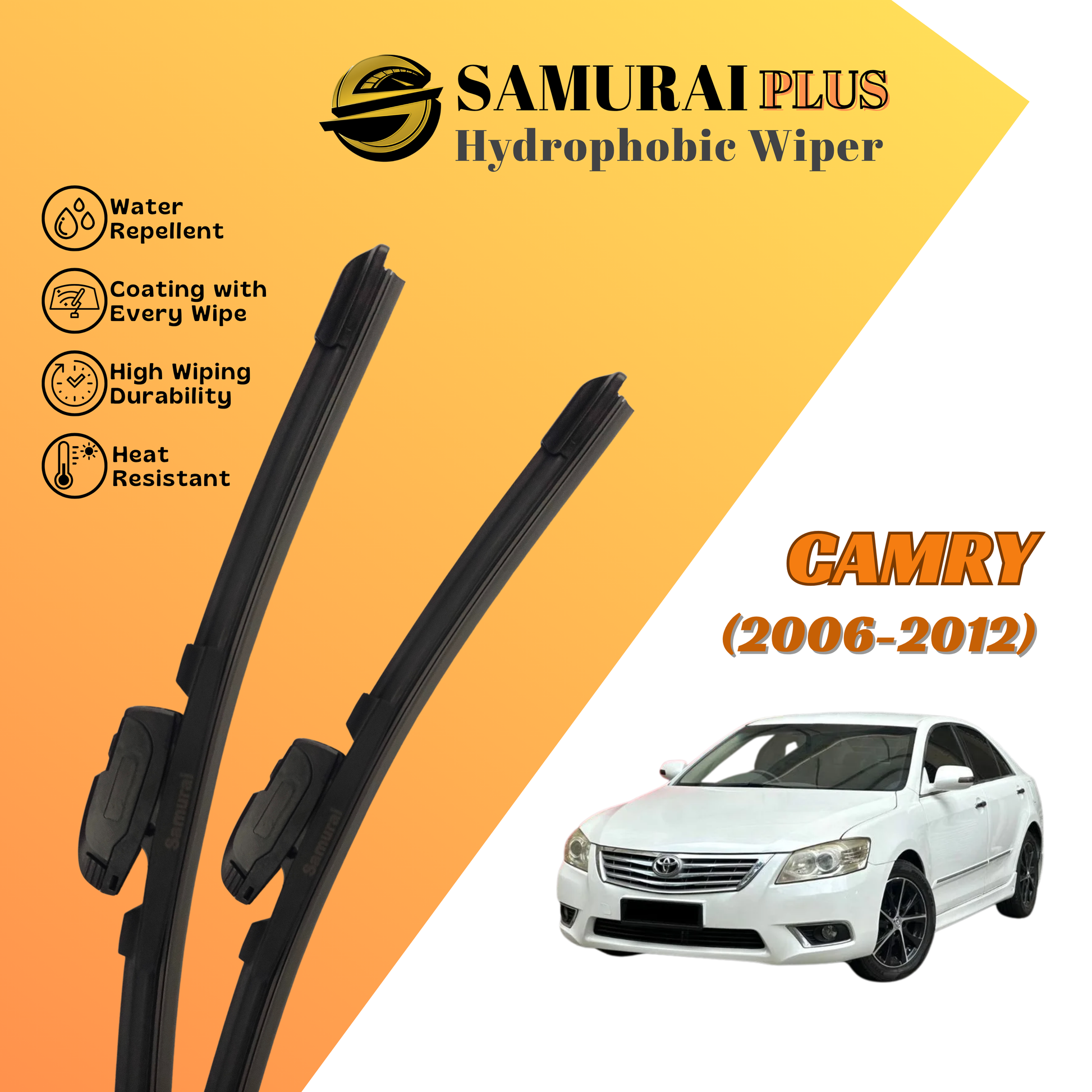 **[Toyota Camry 2006-2012] SAMURAI PLUS Hydrophobic Silicone Wiper