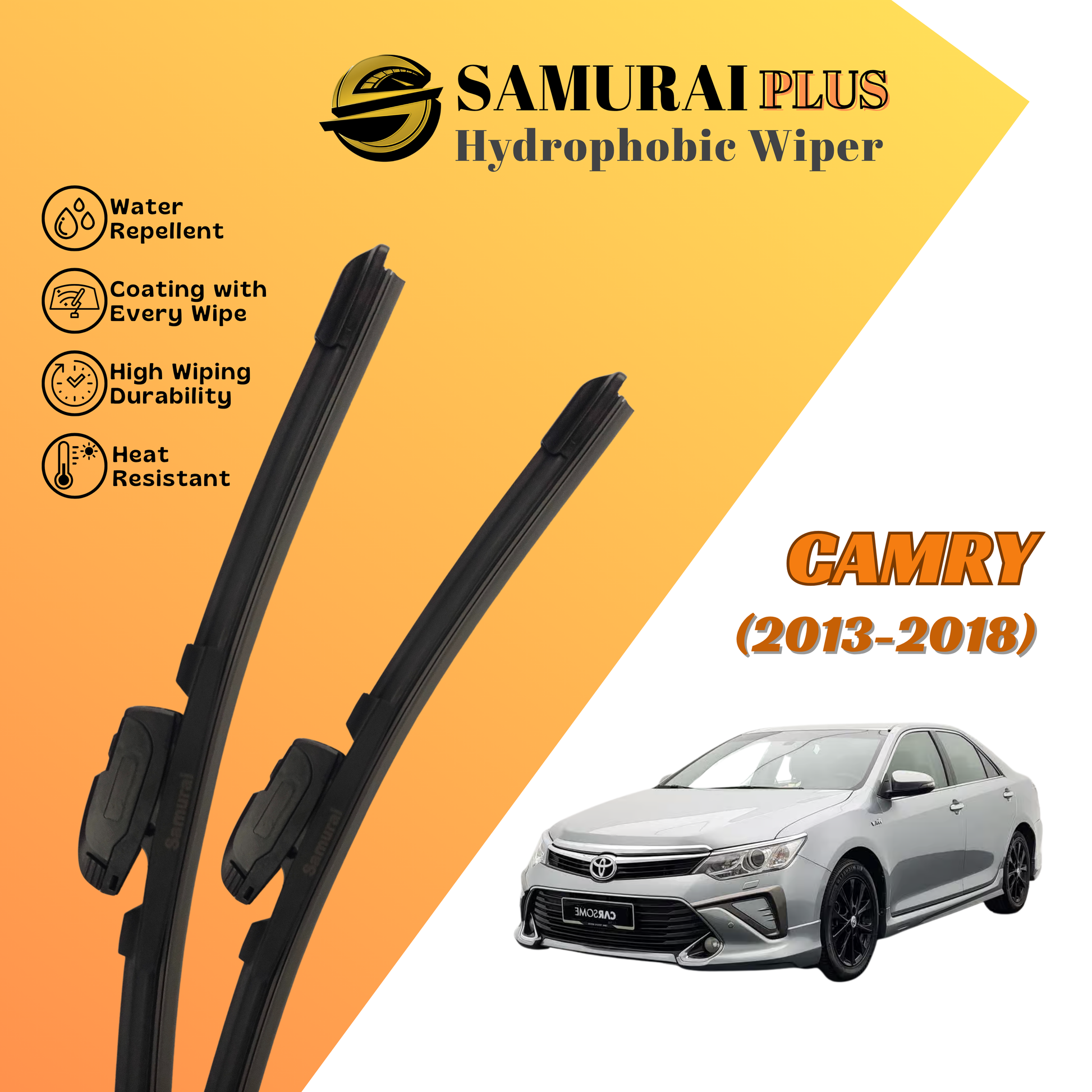 **[Toyota Camry 2013-2018] SAMURAI PLUS Hydrophobic Silicone Wiper