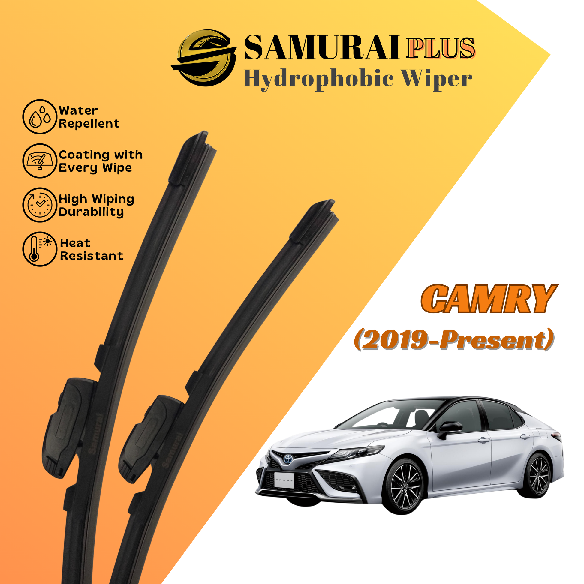 **[Toyota Camry 2019-Present] SAMURAI PLUS Hydrophobic Silicone Wiper