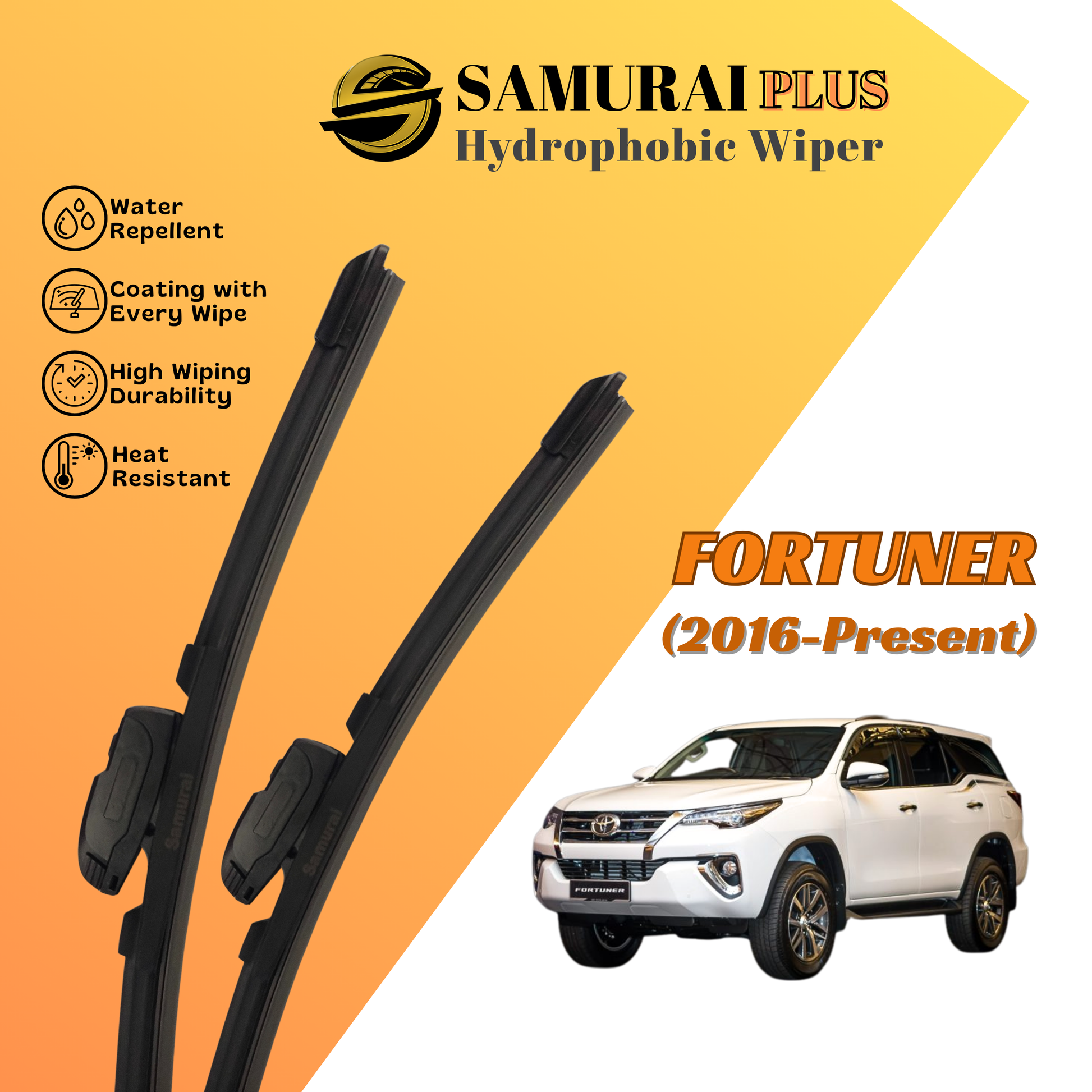 **[Toyota  Fortuner 2016-Present] SAMURAI PLUS Hydrophobic Silicone Wiper