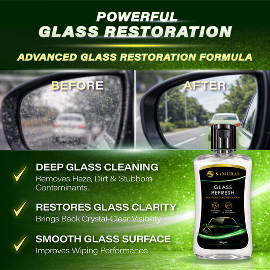 Samurai Glass Refresh 130g [Restore Car Windshield & Mirrors | Remove Watermarks, Oil Film, Coating & Dirt]