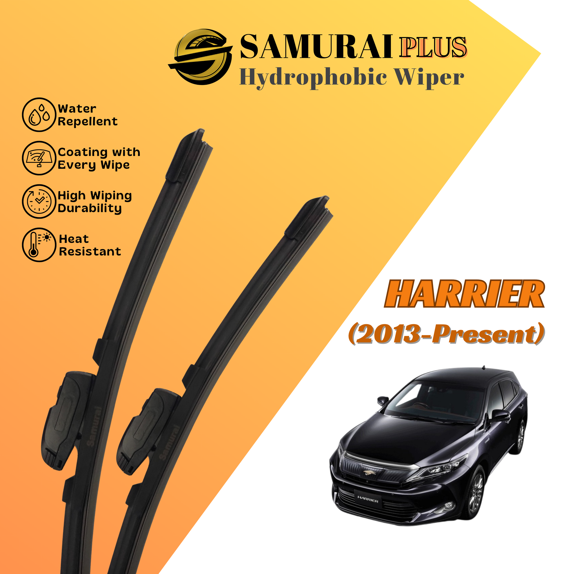 **[Toyota Harrier 2013-Present] SAMURAI PLUS Hydrophobic Silicone Wiper