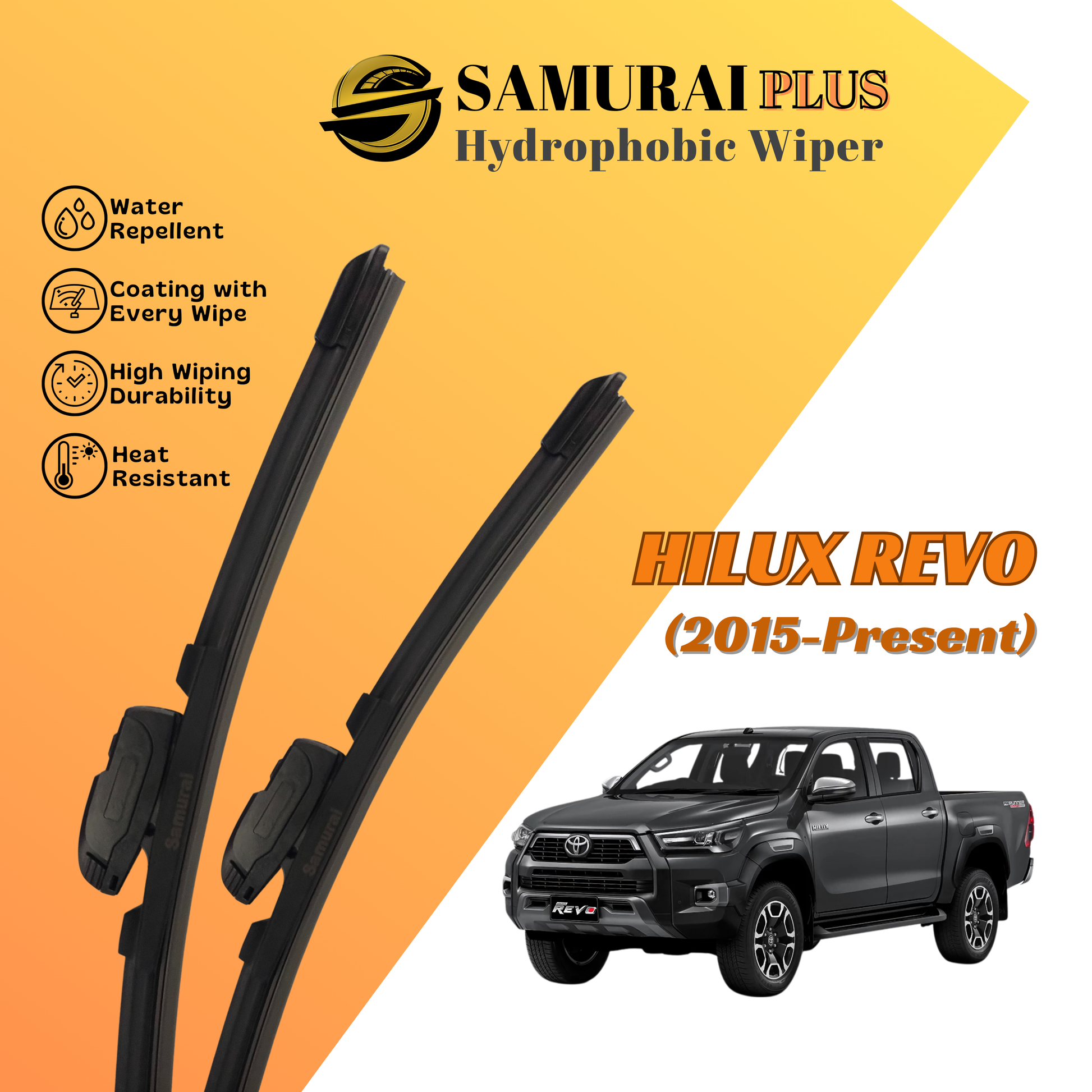 **[Toyota Hilux Revo 2025-Present] SAMURAI PLUS Hydrophobic Silicone Wiper