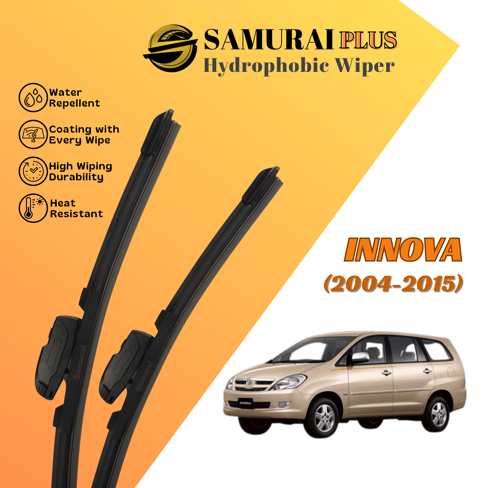 **[Toyota Innova 2004-2015] SAMURAI PLUS Hydrophobic Silicone Wiper