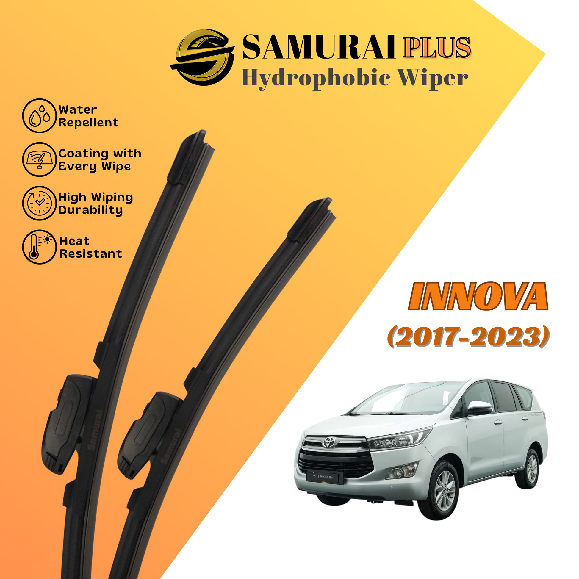 **[Toyota Innova 2017-2023] SAMURAI PLUS Hydrophobic Silicone Wiper