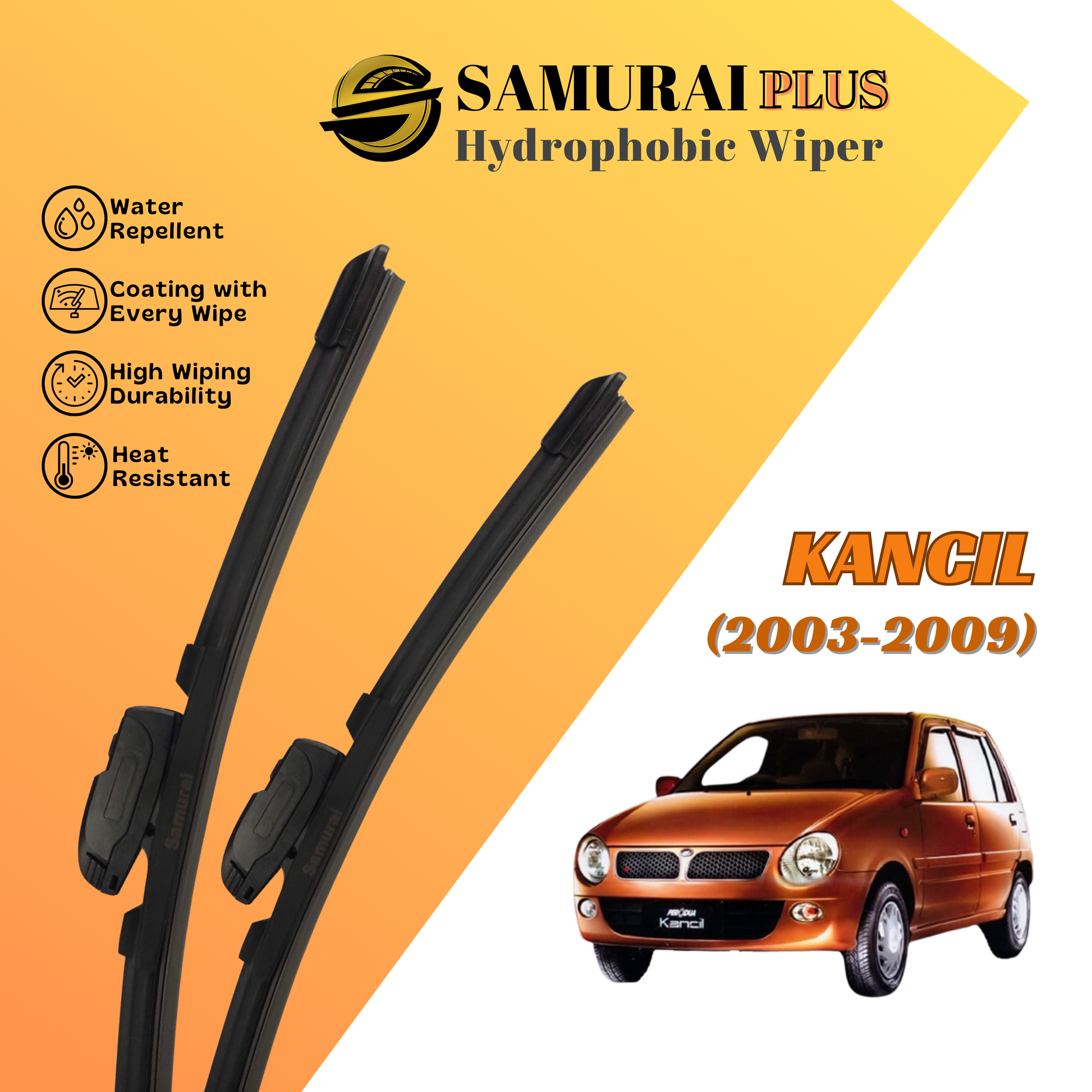 **[Perodua Kancil] SAMURAI PLUS Hydrophobic Silicone Wiper