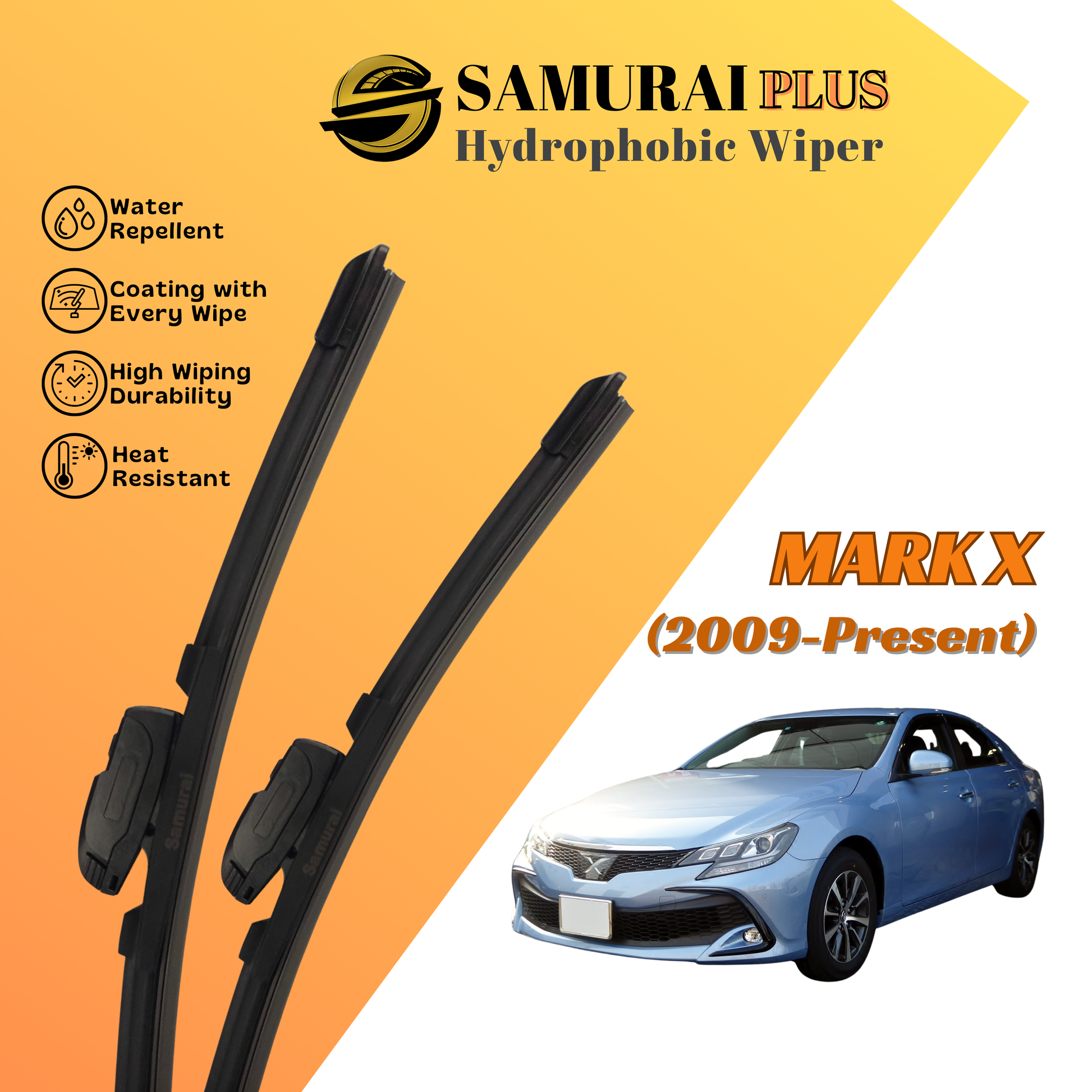 **[Toyota Mark-X 2009-Present] SAMURAI PLUS Hydrophobic Silicone Wiper