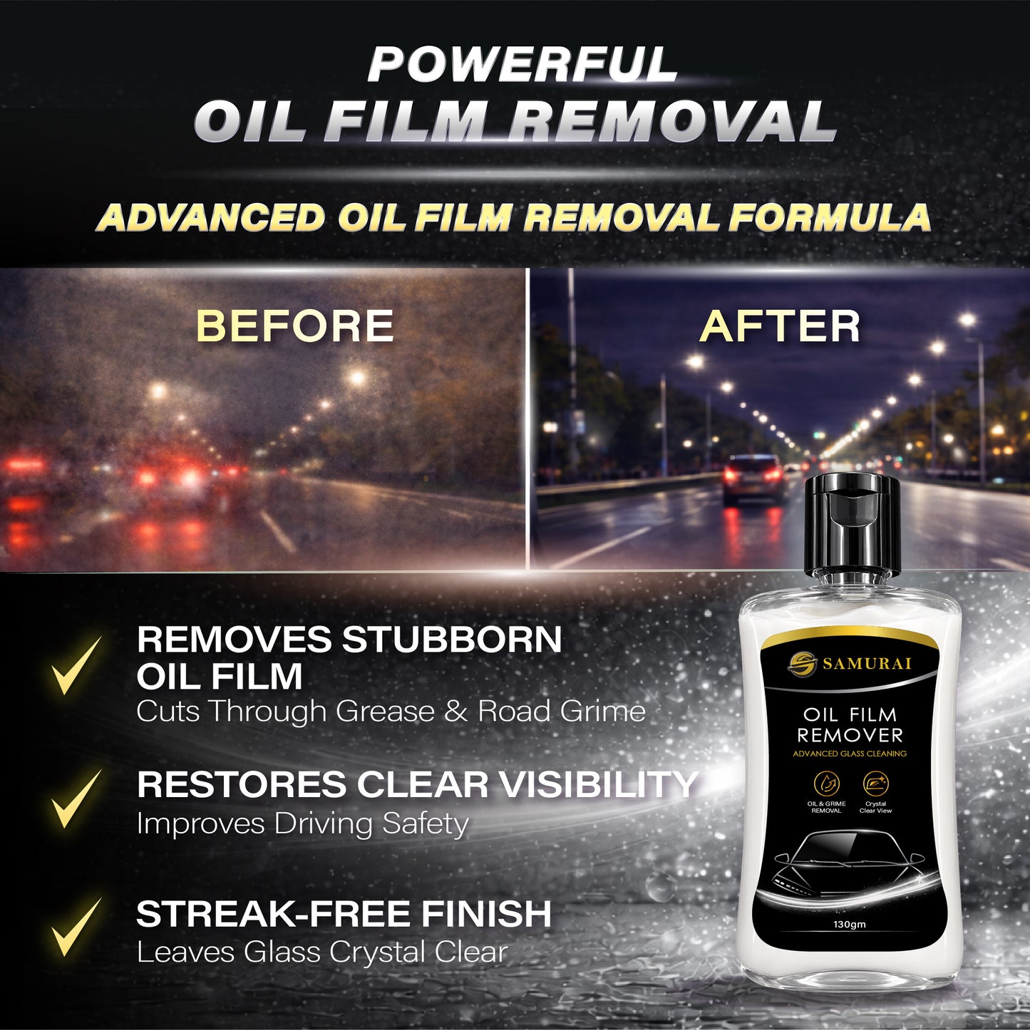 Samurai Oil Film Remover 130g [Car Glass Cleaner Remove Oil Film]