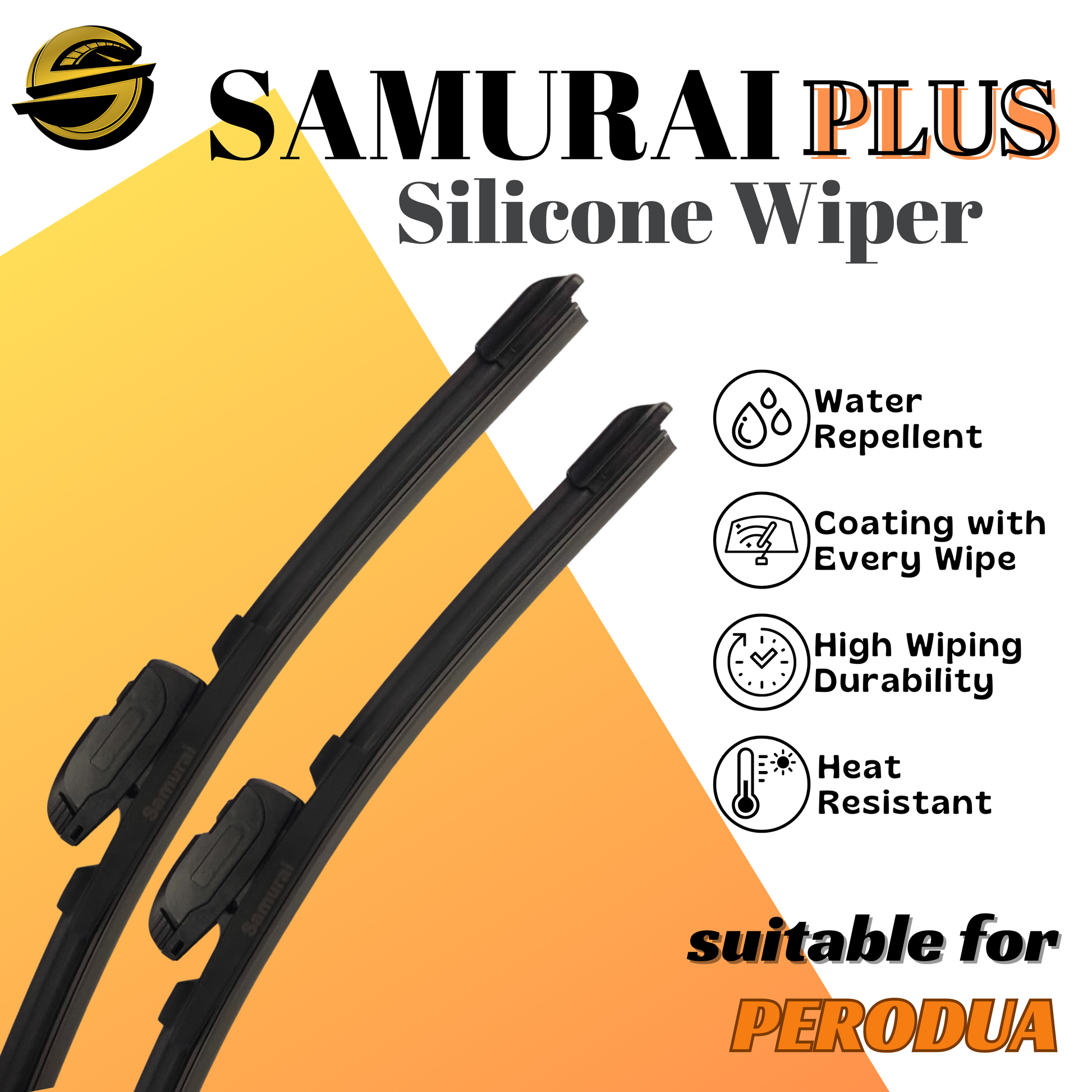 **[Perodua Alza (Baru)] SAMURAI PLUS Hydrophobic Silicone Wiper
