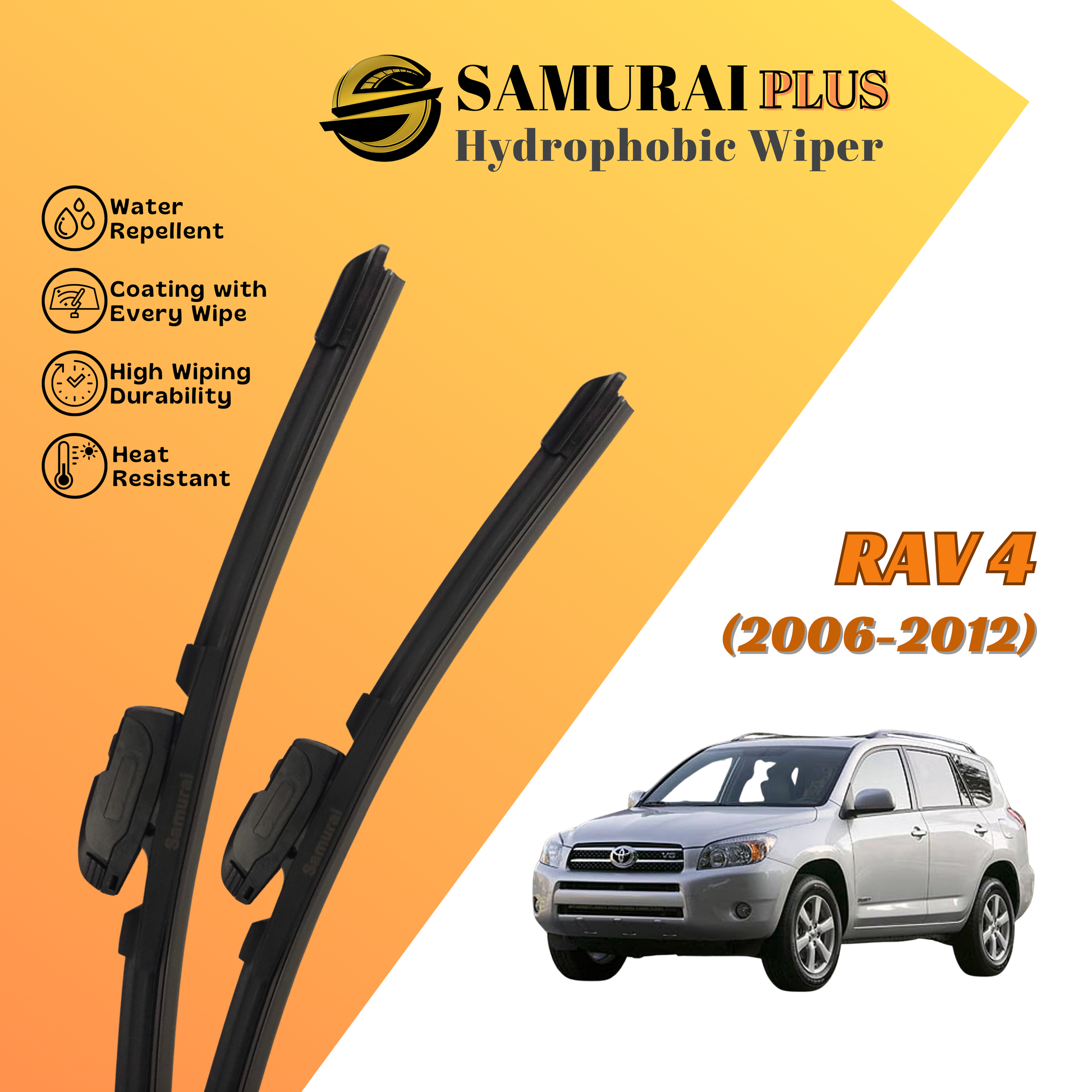 **[Toyota Rav4 2006-2012] SAMURAI PLUS Hydrophobic Silicone Wiper