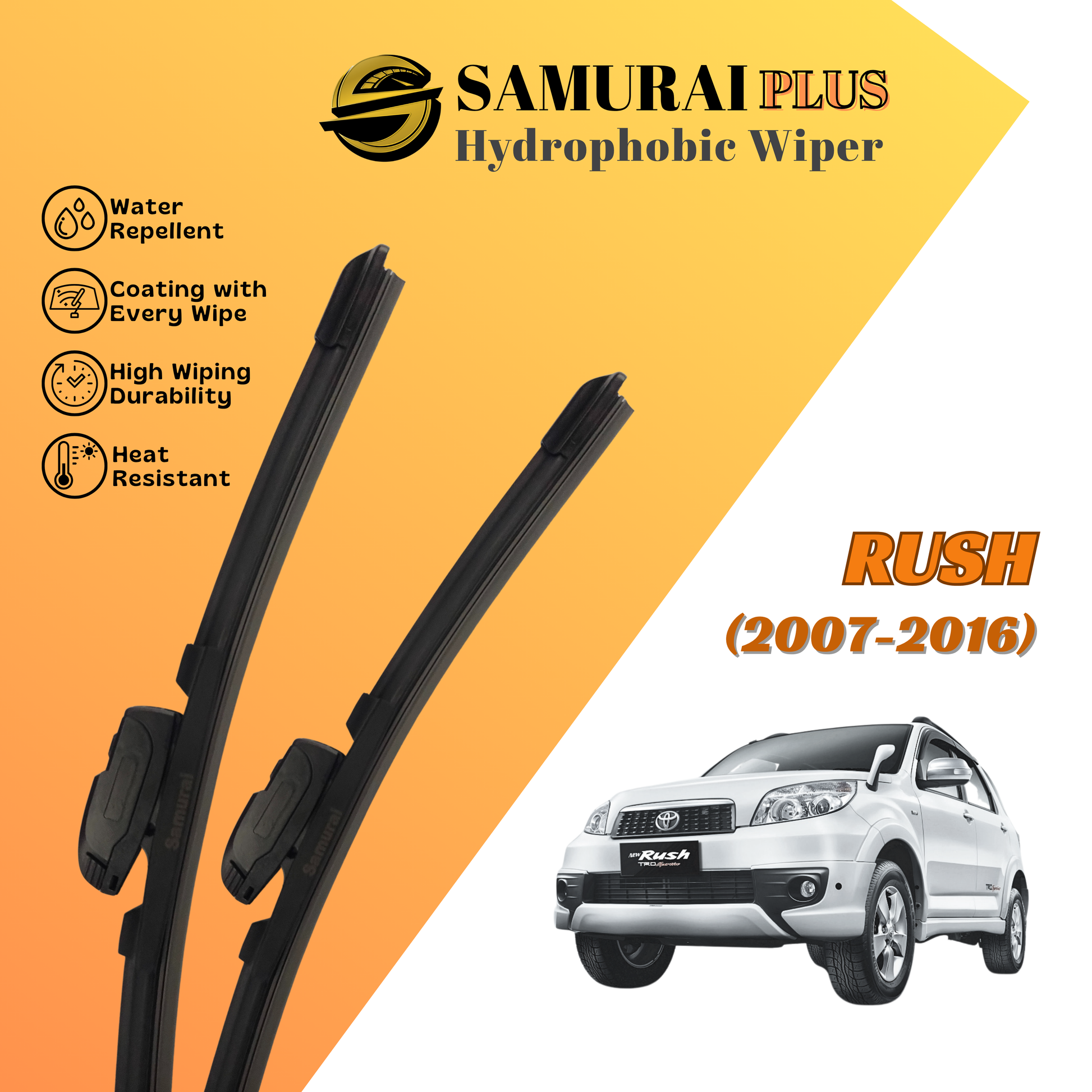 **[Toyota Rush 2007-2016] SAMURAI PLUS Hydrophobic Silicone Wiper