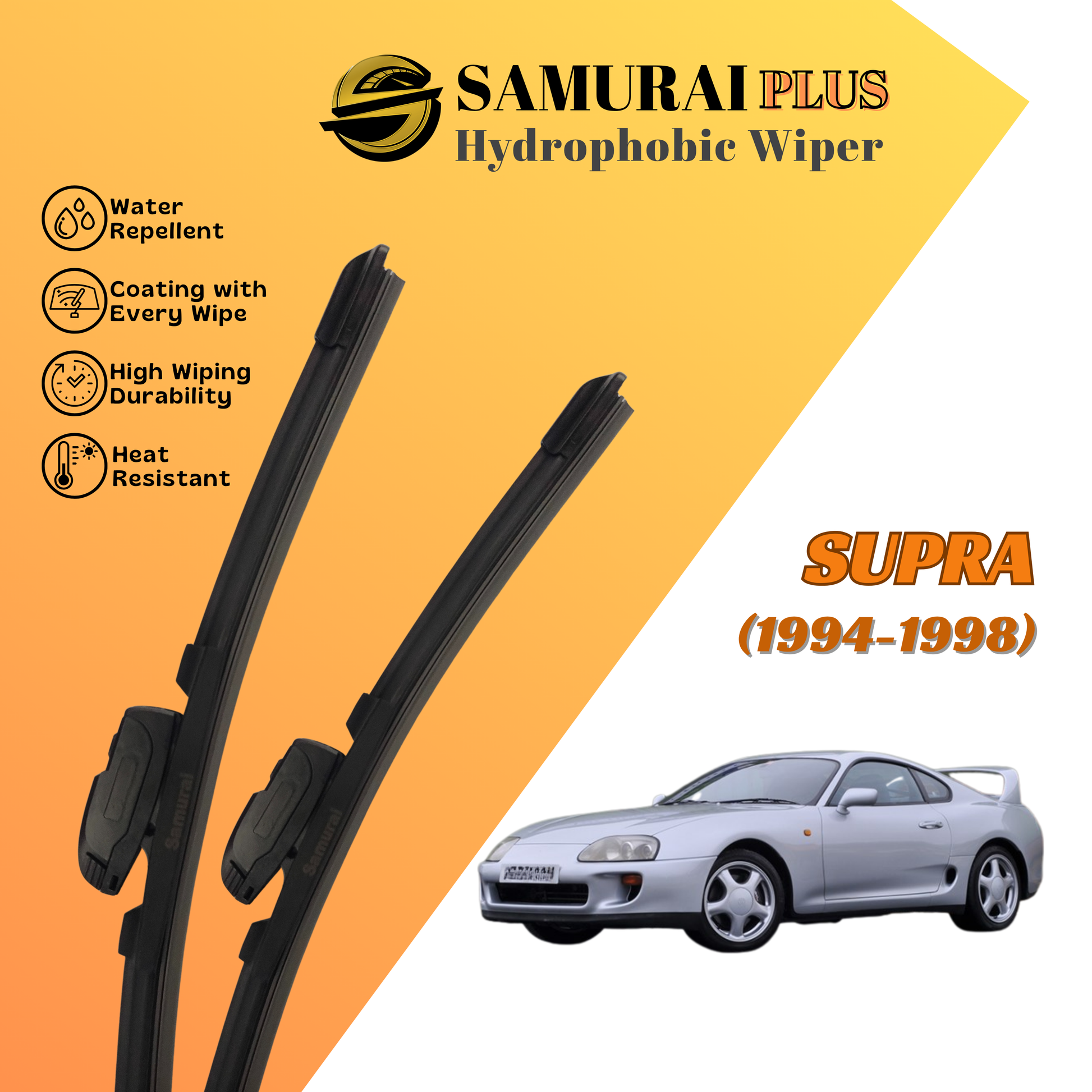 **[Toyota Supra 1994-1998] SAMURAI PLUS Hydrophobic Silicone Wiper