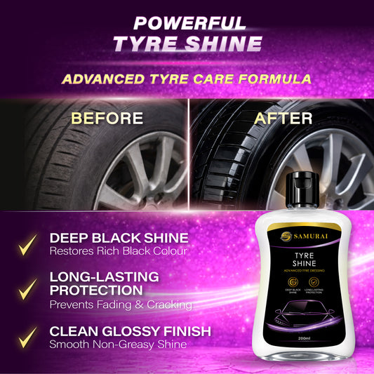 Samurai Tyre Shine 200ml [Car Tire Dressing & Protectant | Long-Lasting Gloss]