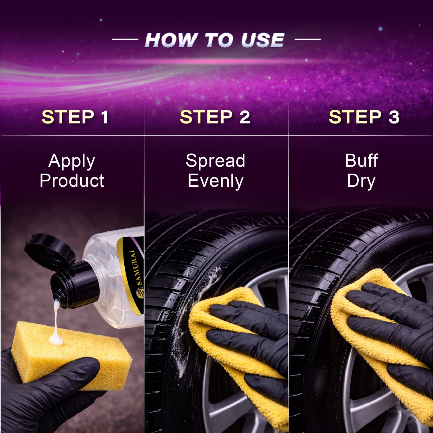 Samurai Tyre Shine 200ml [Car Tire Dressing & Protectant | Long-Lasting Gloss]