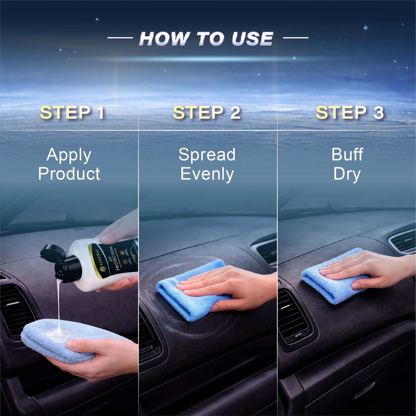 Samurai UV Protection 180ml [Car Interior & Dashboard Sun Shield | Prevent Fading & Sun Damage]