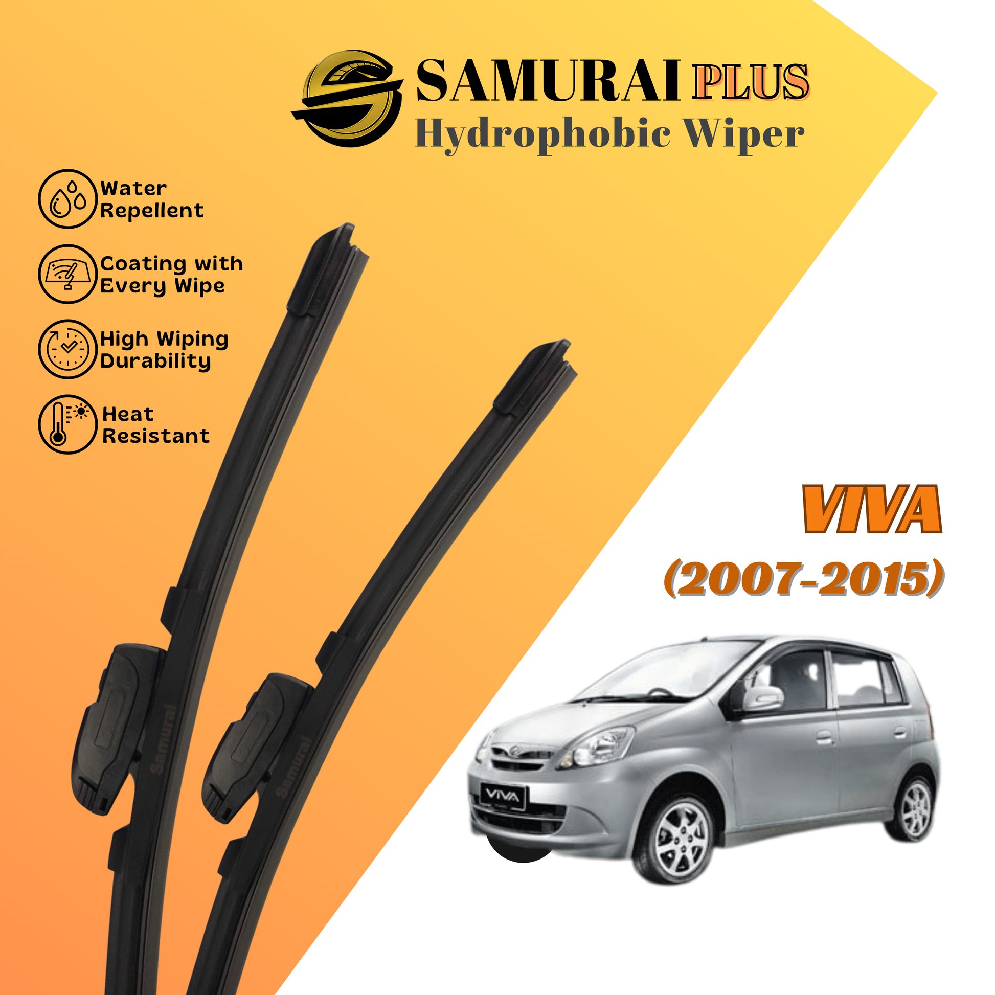 **[Perodua Viva] SAMURAI PLUS Hydrophobic Silicone Wiper