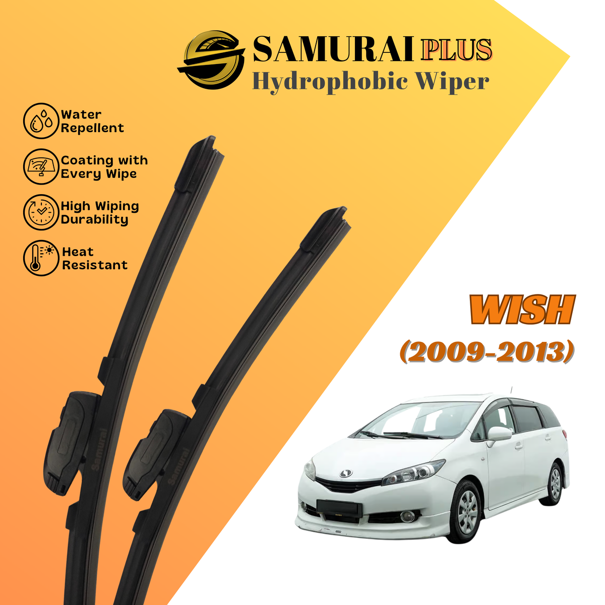 **[Toyota Wish 2009-2013] SAMURAI PLUS Hydrophobic Silicone Wiper